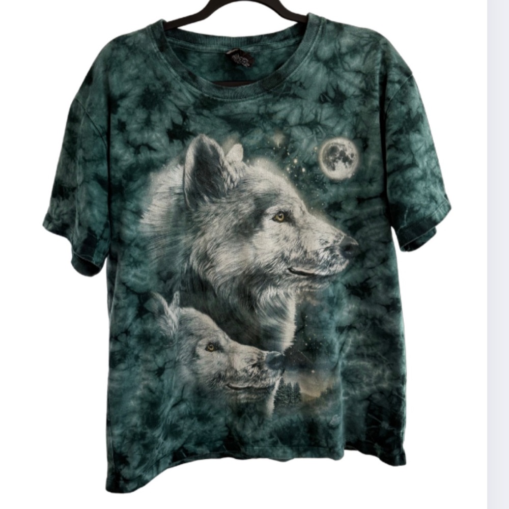 Caballo Vintage Tie-Dye Wolf Graphic T-Shirt Size Large Cotton